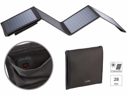 Revolt Foldable 28-Watt Solar Charger with USB-A & C Ports, IPX4 (Revolt ZX-3375)