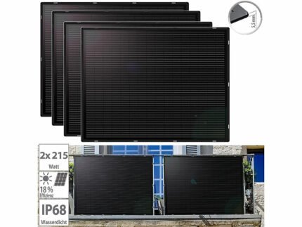 revolt Ultra-Slim & Super-Light Monocrystalline Solar Panels — 4×215 W (Full-Screen, Half-Cell, IP68).